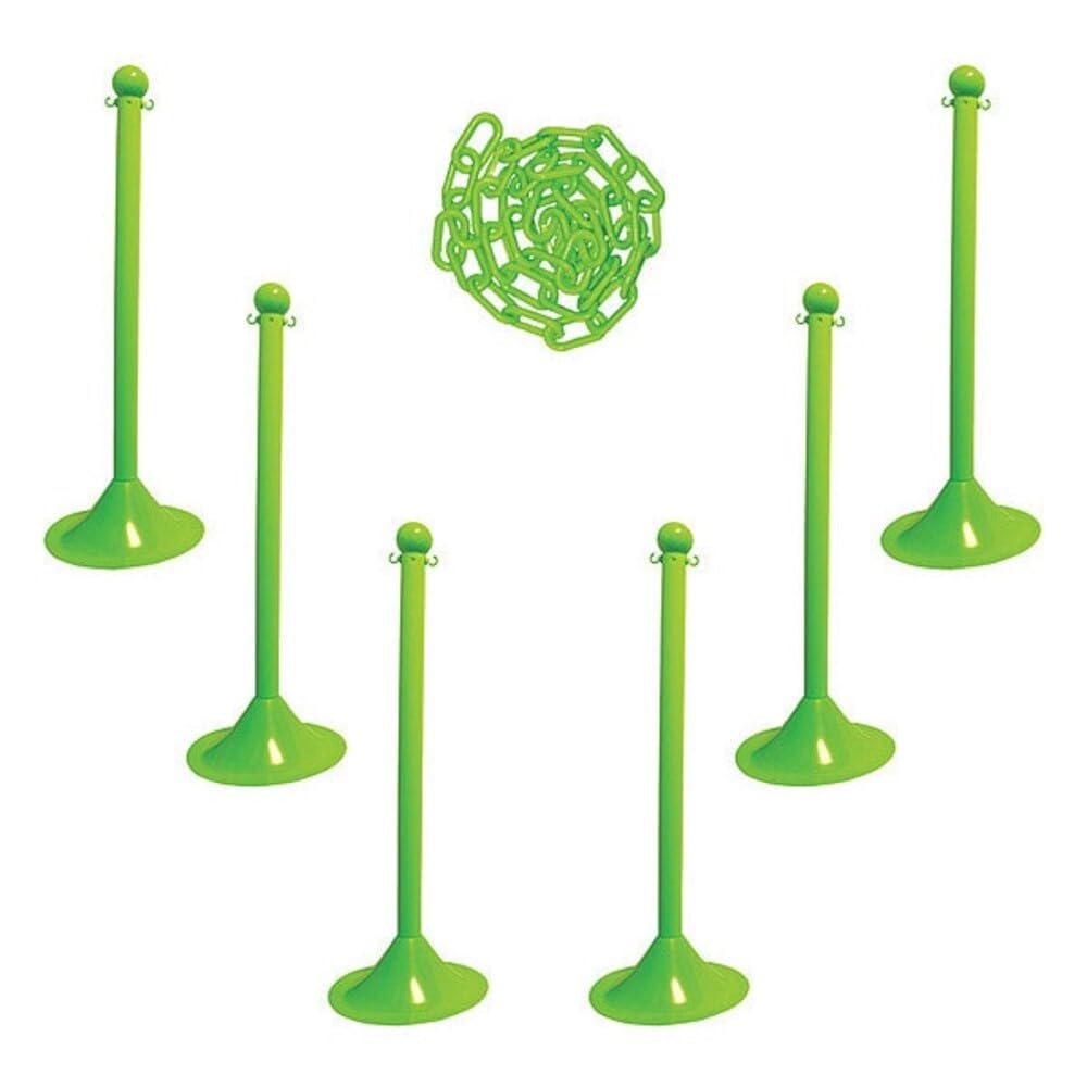 Sr. Cadena con Fijación de puntales de plástico 50 'de cadena y C-Hook (paquetes de 6), 2 inches Dia., verde, 6