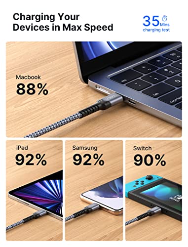 Image of JSAUX 240W USB C to USB C Cable 10FT, Type C Fast Charging Cord, Grey