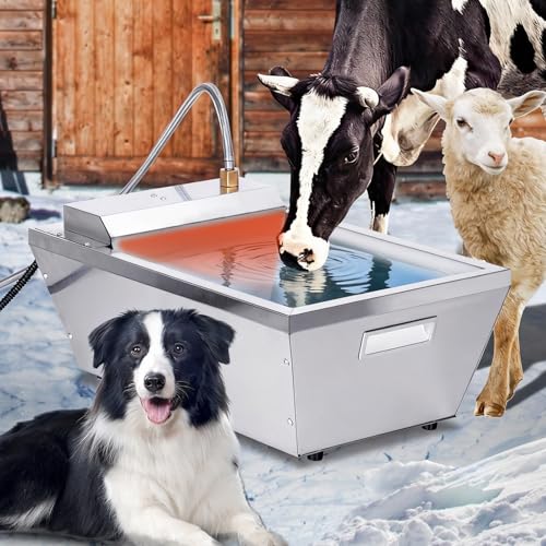 MUDUOBAN 13L Heated Water Bowl for Large Dog and Cat 3.5 Gallon Heated Chicken Waterer for Winter Livestock Water Trough with Anti-Chew Cord & 6 Temperature Settings & 24H Timer