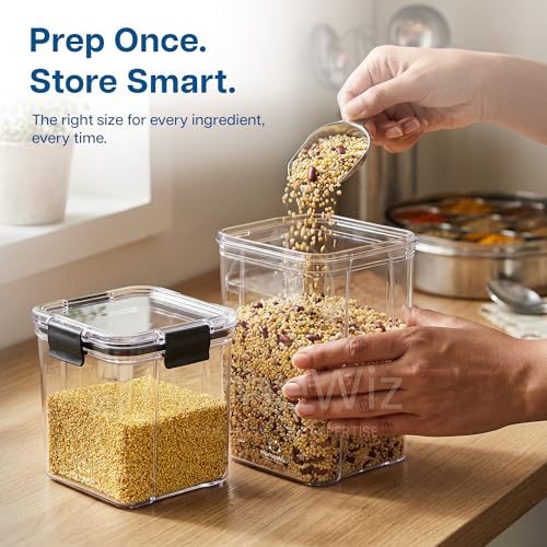 Image of HomeWiz Airtight Kitchen Storage Box Pack of 8 | 1200ml x4 & 700ml x4 | Containers For Kitchen Storage Set |Food Grade BPA-Free Kitchen Containers Set With 2 Side Clip-Lock|Stackable - Pantry & Fridge