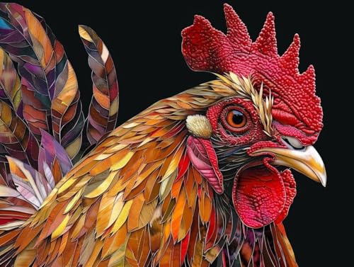 Peinture Diamant Pierres Précieuses Poulet 80x110cm | Loisir Créatif Décoration Murale C231