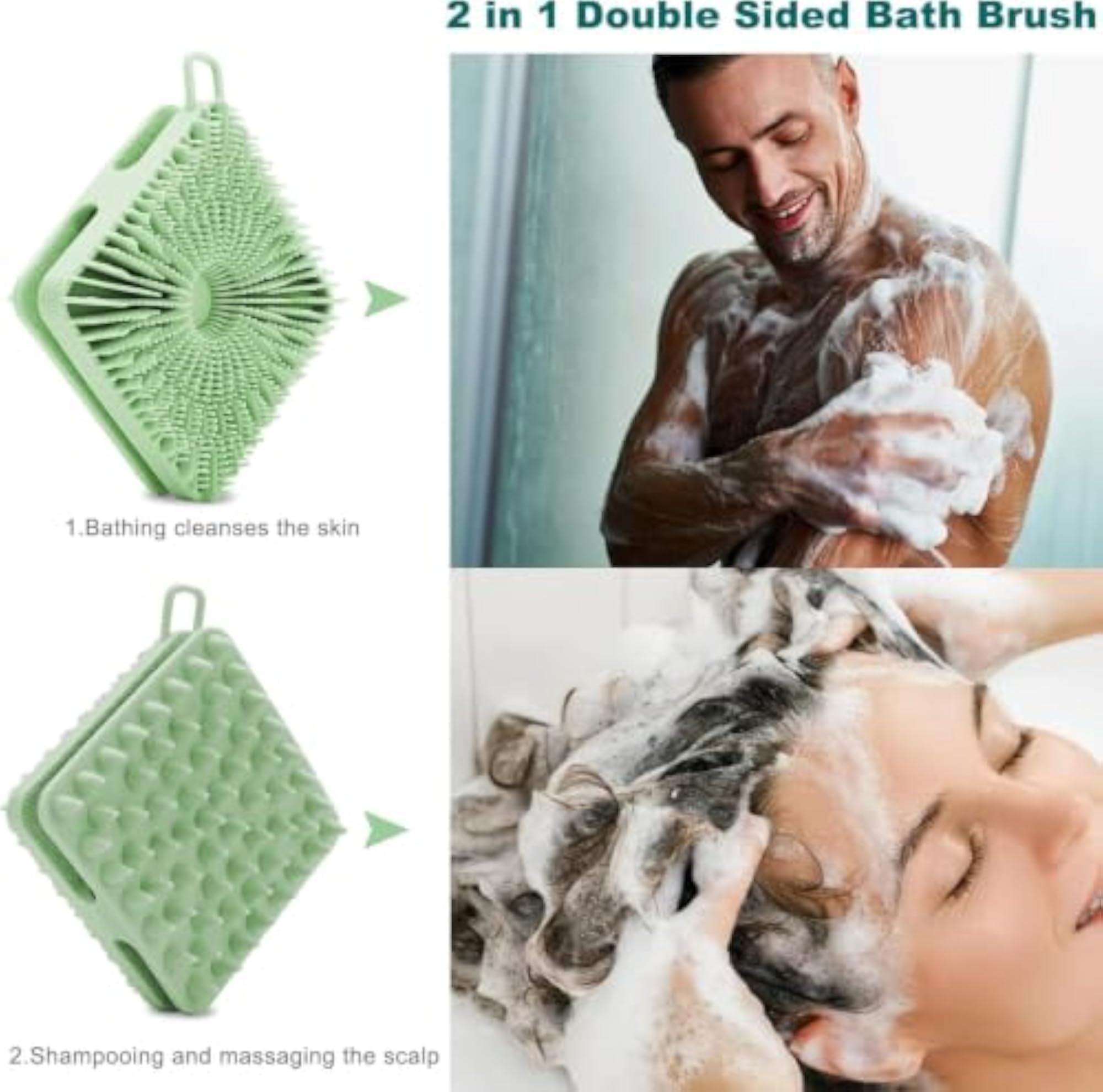 Silicone Body Loofah, Bath Brush with Handle