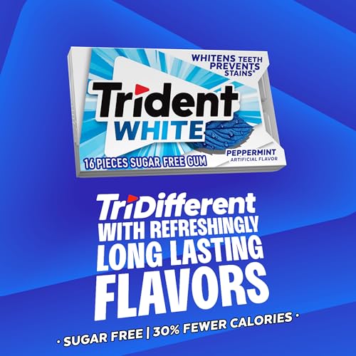 Image of Trident White Peppermint Sugar-Free Chewing Gum, 9 Packs of 16 Pieces