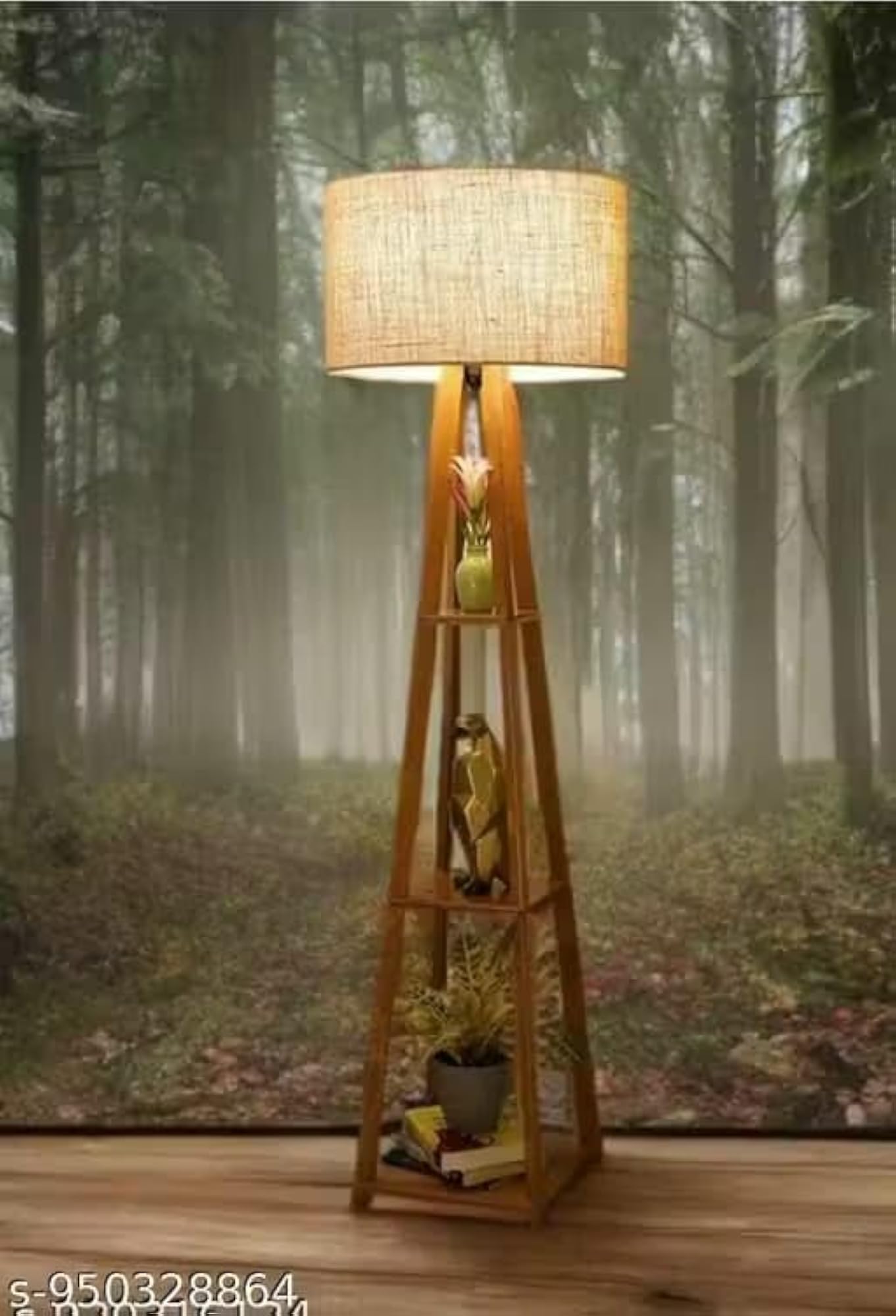 LED Tripod Floor Lamp with 3 Display Shelves