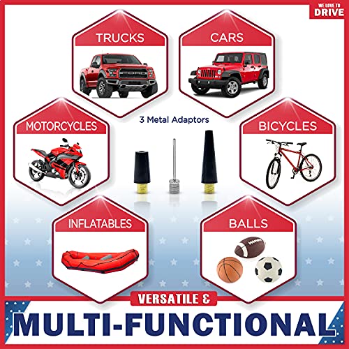 Kit de reparo de bomba de ar e pneu – Compressor de ar portátil de 12 V CC 150 PSI e kit de emergênc