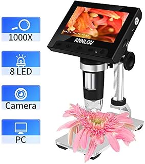 LCD Digital Microscope,ANNLOV 4.3 inch Handheld Electronic USB Microscope 50X-1000X Magnification Coin Microscope