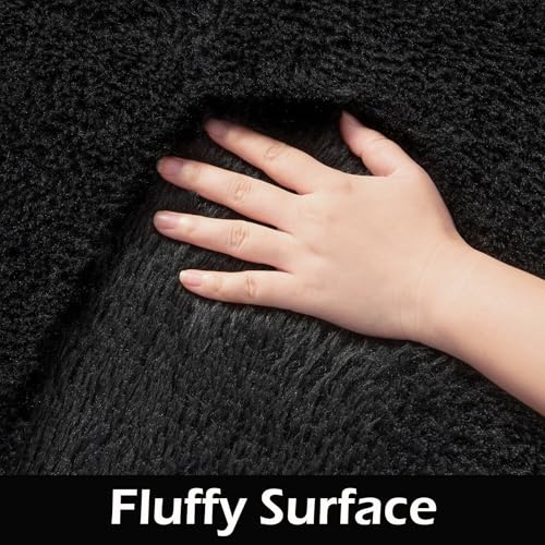 HOMORE Black Rugs for Living Room, 5x8 Area Rugs for Bedroom Fluffy Furry Rug for Kids Room, Large Shaggy Rug for Teen Boys Girls Room, Big Fuzzy Carpet for Dorm Home Decor