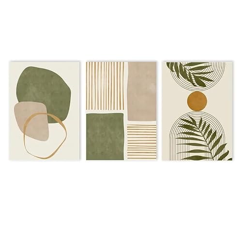 SOBMQ Poster-Green Tropical Leaves Illustrations Wall Canvas Painting Abstract Poster Print Art Picture For Living Room Bedroom Decoration-50 * 70cm-3PCS (No Frame)