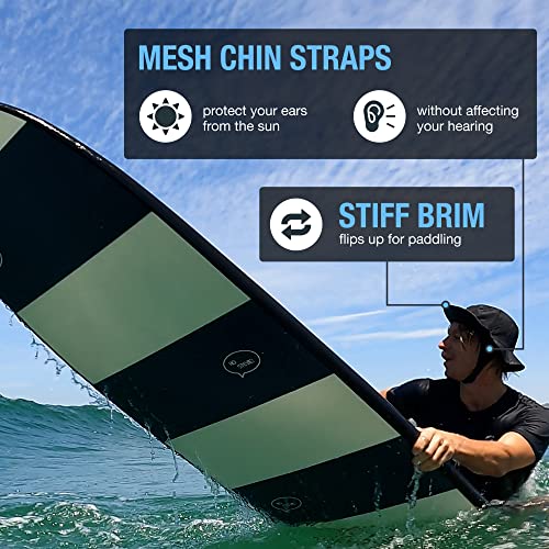 Surf Bucket Hat With Chin Straps For Surfing, Sup, And Watersports (Large (24" Headband), Black) #TOP2