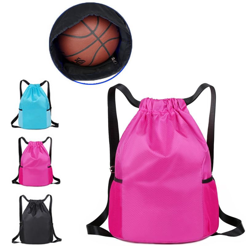 qisheng Drawstring Bag, Swim PE Bags Drawstring Gym Bag for Kids Adults, Waterproof Swimming Sports Bag for Travel Swimming Holidays Climbing Hiking Unisex Gym Bag - (ROSE)