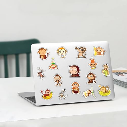 Laptop Skin 50Pcs Cute Monkey Cartoon Stickers Fun Animal Vinyl Decals Cute Monkey Stickers For Kids,Waterproof Stickers For Laptop,Notebook Scrapbook Car Luggage Skateboard Journal Guitar #TOP3