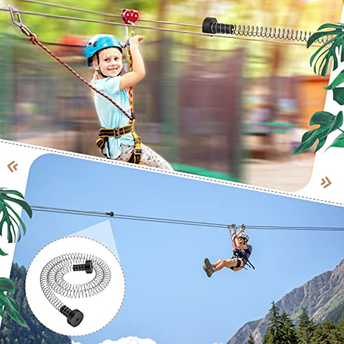 Pelopy 2 Pcs Heavy Duty Stainless Steel Zipline Spring Brake 5.3 Ft Long Zipline Stopper Zip Line Accessories Zipline Parts Braking System Stop For 3/16 1/4 5/16 3/8 Inch Wire Zipline Kit Backyard #TOP4