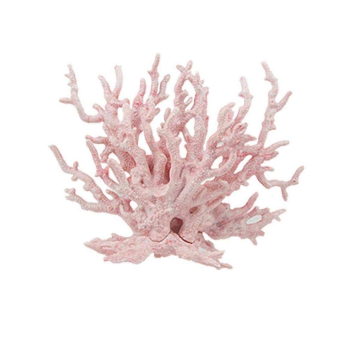 AMOYER Coral Shaped Aquarium Landscaping Ornament Artificial Resin Coral Fish Tank Decoration Turtle Fish Playing Accessories Pink