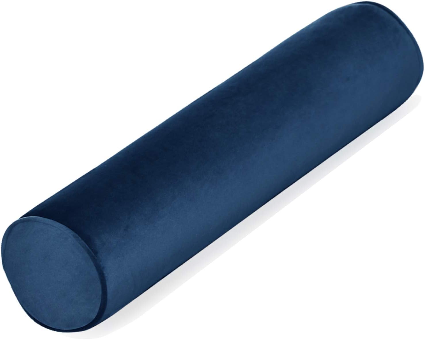 Tinbolunce Memory Foam Round Neck Pillow for Sleeping, Neck Pain Relief, Side Back Stomach Sleeper, Car or Office Chair Sofa,Cervical Bolster Length 24" x 6" Diameter (Navy Blue)
