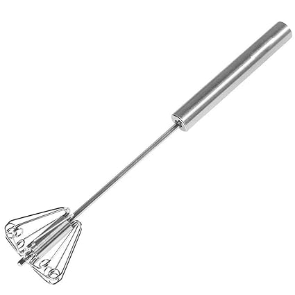 Diazola Power Free Semi Automatic Spring Rawai Handy Churner Stainless Steel Egg Beater Lassi , Butter Milk Mixer Hand Blender Manual Whisk (Silver color)
