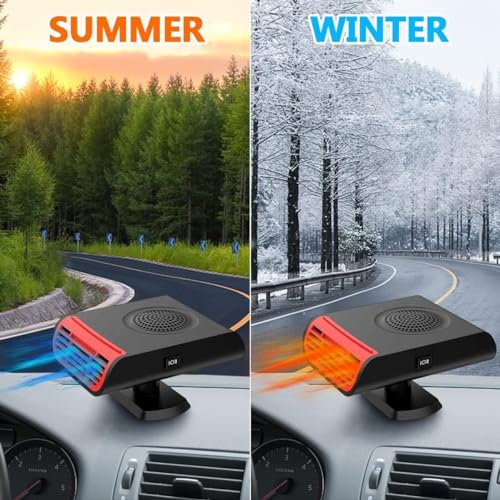 Leaflai Car Heater - 12V 150W Portable Car Heater Plug in Cigarette Lighter, 2 in 1 Fast Heating Defrost Defogger, 360 °Rotatable Windscreen Defogger Window Defroster for Car,(NBVBH)