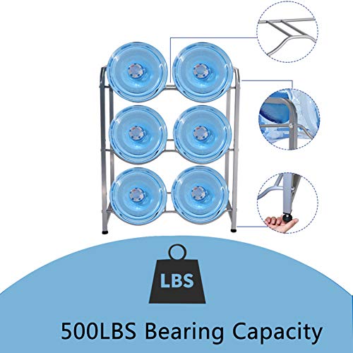 5 Gallon Water Cooler Jug Rack,3-Tier Water Bottle Holder for 6 Bottles,Heavy Duty Water Jug Storage Shelf of Carbon Steel,Detachable Water Jug Organizer Floor Protection for Restaurant, Office,Home
