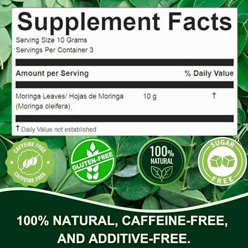 Hanan Herbal Moringa Tea (te de moringa) 1.1 oz (30 g) - Natural Dried Oleifera Plant Leaves from Peru - Image 5