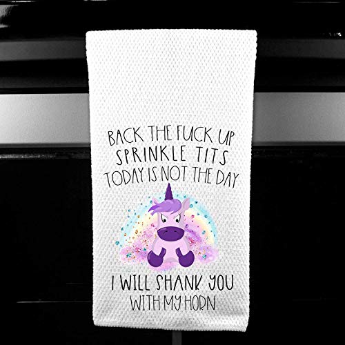 Back The F*Ck Up Sprinkle Tits, Shank You With My Horn, Adult Funny Unicorn Kitchen Tea Bar Hand Towel Gift For Women #TOP1