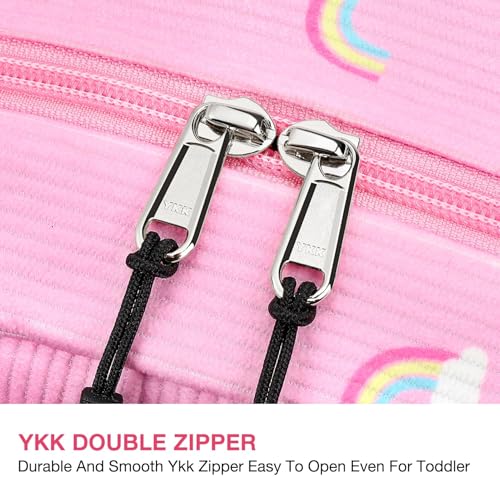Image of STEAMEDBUN Corduroy Kids Backpack for Girls 5-8: Girls Backpack for Elementary Kindergarten - 15 inch Cute Backpacks for Kids - Rainbow