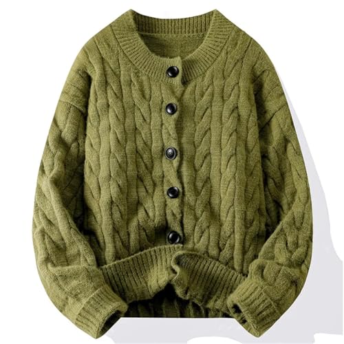 Zadaos Mencardigan Crewneck Sweater Autumn Winter Loose Pattern Casual Winter Chunky Ribbed Pullover4