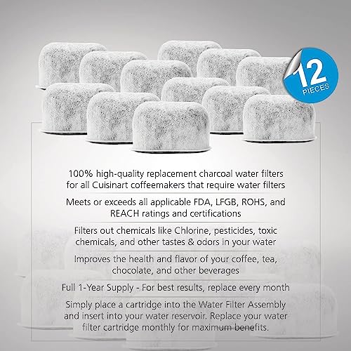 Image of 24-Pack Replacement Charcoal Water Filters for Braun Coffee Makers - Fits All Braun BrewSense Drip Series Coffee Machines