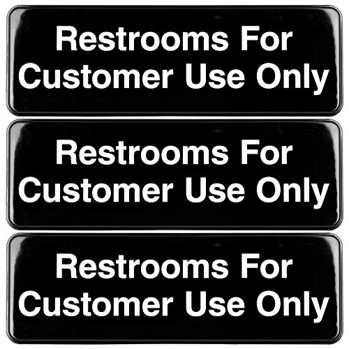 Panneau Restrooms for Customer Use en plastique marron 22,9x7,6 cm