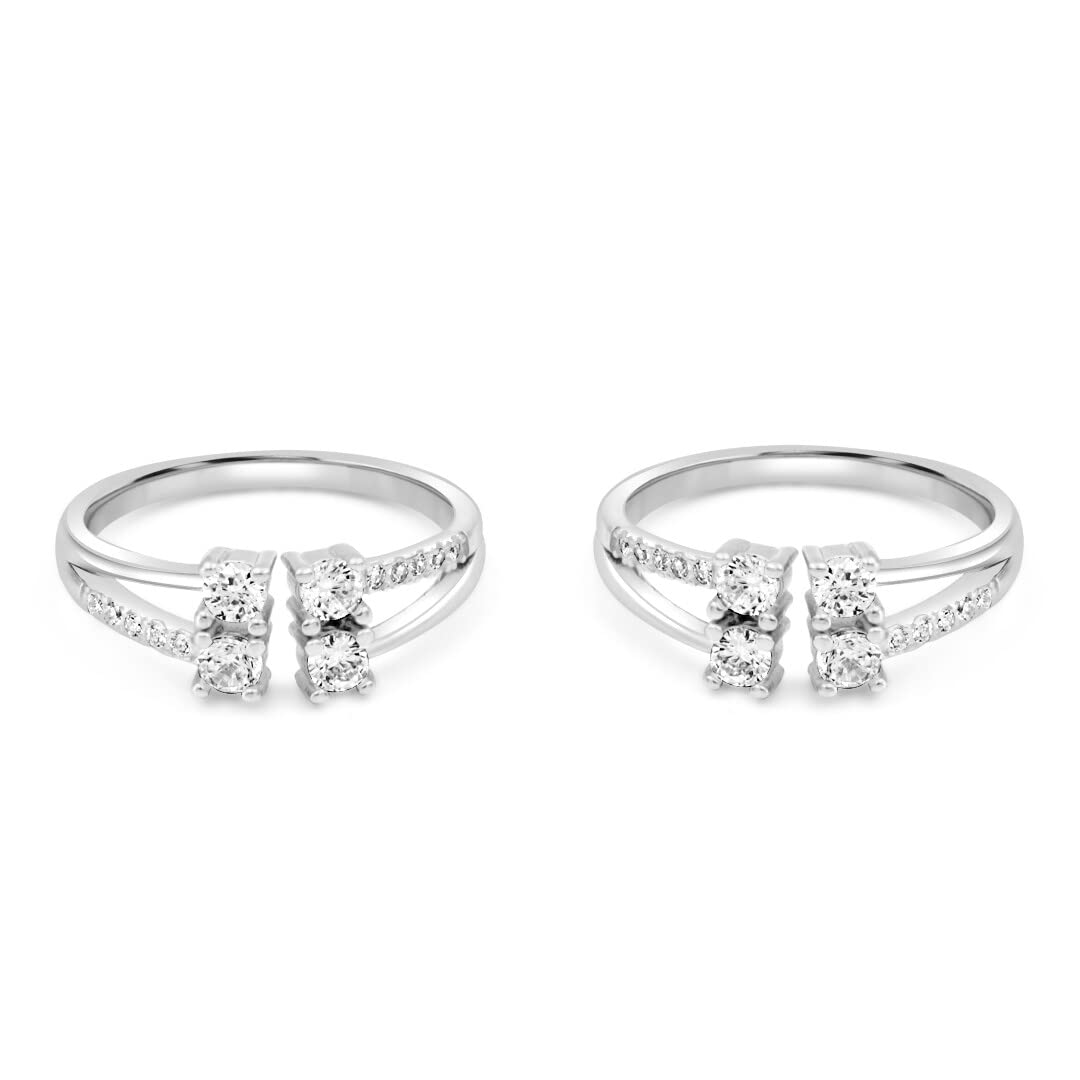 zarkan 925 Sterling Silver The Twin Heart Toe Rings, Adjustable | Chandi Bichiya | Gift for Women & Girls | Certified Authentic Hallmark & 925 Stamp-picture-31