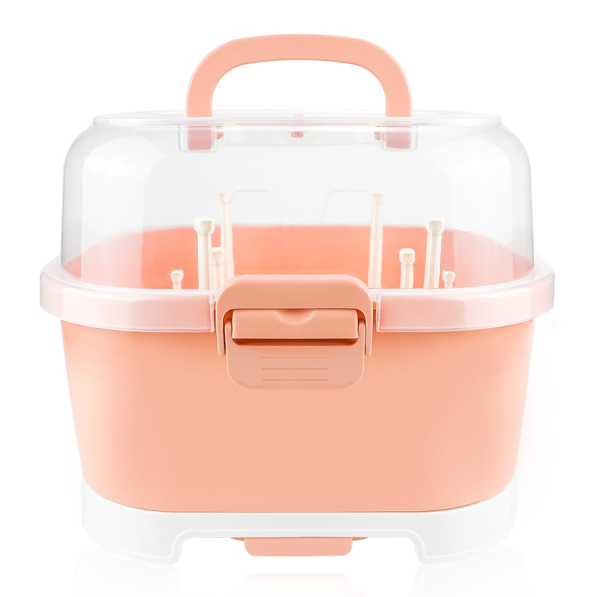 DOERDO Baby Bottle Drying Rack, Portable Large Capacity Toddler Bottles Storage Box with Cover Portable Kitchen Cabinet Organizer for Home Kitchen,