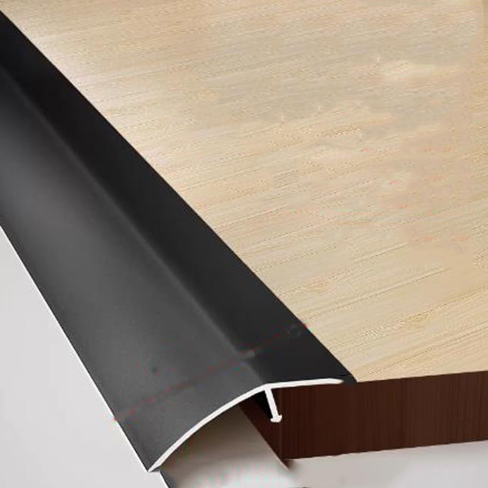 Metal Threshold Strip, Floor Transition Strip Aluminum Threshold Reducer Ramp Height Compensation 0.6-1inch(Black,90cm)