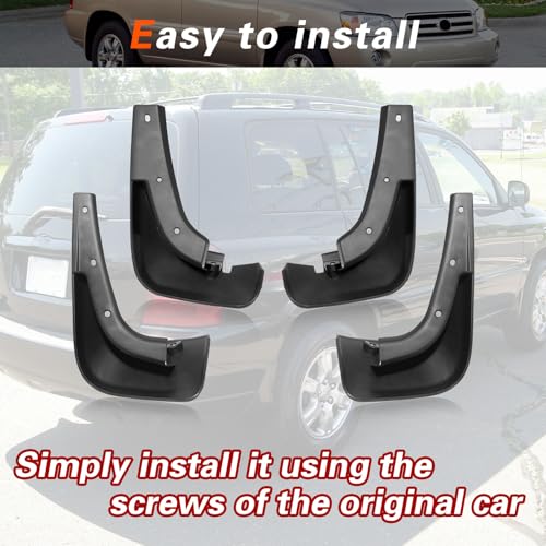 Image of 2003 Highlander Mud Flaps Mud Guards Compatible with Toyota Highlander 2003-2006 Splash Guard No Drilling Required All Weather Mudflaps(Set of 4)