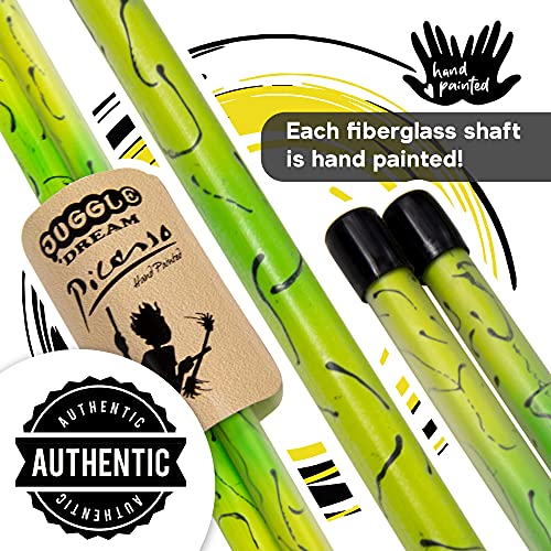 Flowerstick Juggle Dream Picasso avec baguettes silicone jaune vert - 6