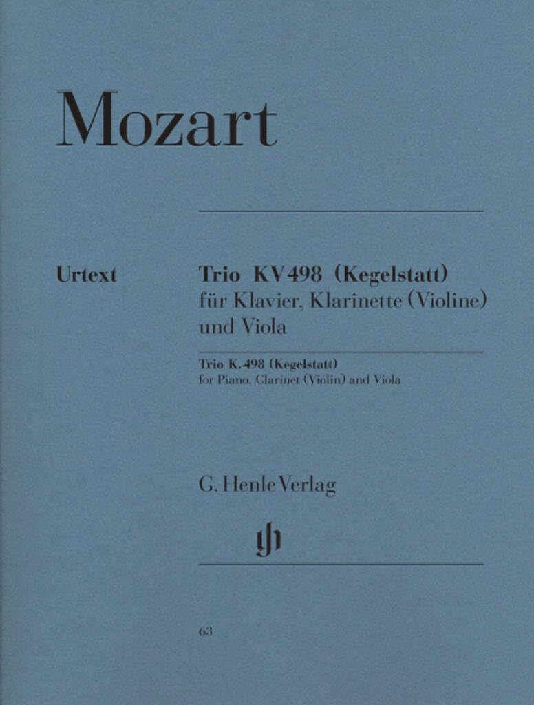 Trio in E flat major K. 498(Kegelstatt)piano, clarinet (violin) and viola: Instrumentation: Chamber music with winds