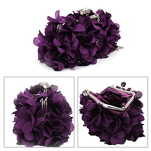 Image of Buddy Women Rose Shaped Clutch Soft Satin Wristlet Handbag Wedding Party Purse