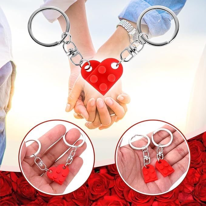 Image of Couples Matching Stuff Gifts Valentine's Day Gift for Girlfriend Wife Boyfriend Husband - Red Heart Keychain Couple Gift - Romantic Love Key Ring for Her Him - Glitter Cherry Bag Charm