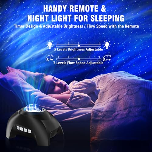 Image of Northern Lights Aurora Projector for Bedroom with Music Bluetooth Speaker and White Noise, Galaxy Projector, Starry Night Light Projectors for Kids Adults Gaming Room