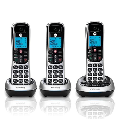 Image of Motorola CD4013 Digital Cordless Phone with Answering Machine with 3 Handsets, Silver