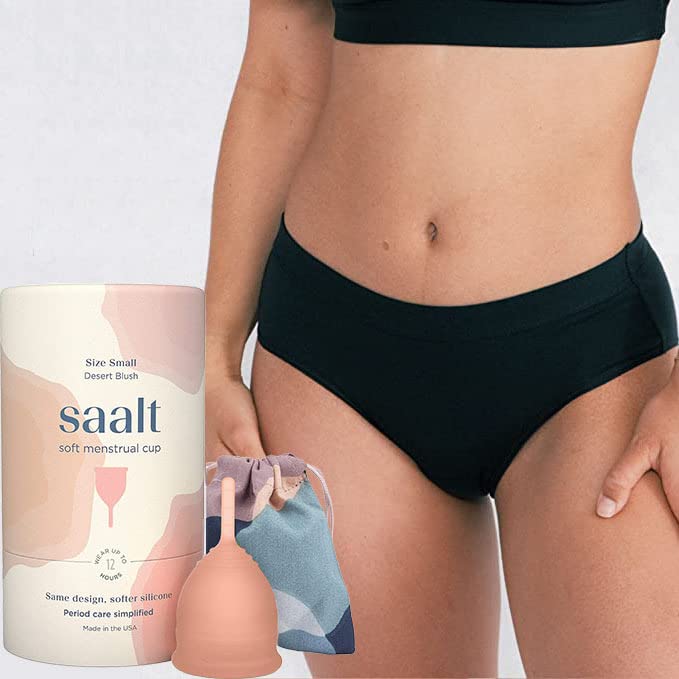 Saalt Soft Menstrual Cup (Desert Blush, Small) & Cotton Brief Per...