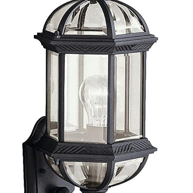 Kichler Barrie 22 Outdoor Wall Light in Black, 1-Light Exterior Wall Sconce with Clear Beveled Glass, (22 H x 8 W), 9736BK