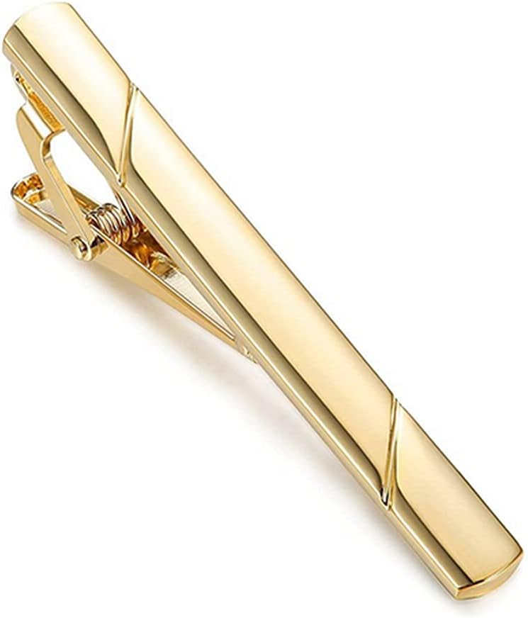Minimalist Metal Tie Clips for Men Tie Bar Clip Necktie Pinch Clip Clasp Clamp for Business Wedding Party Casual or Formal Occasions(Gold)