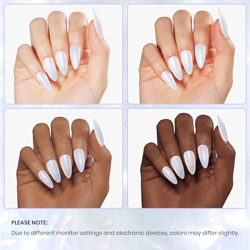 Image of Beetles Pearl Gel Nail Polish, 1 Pcs 15ml Pearl White Glitter Blue Gel Polish Soak Off Shimmer Nail Art Crystal Snowflakes Manicure Salon Diy Home Uv Nail Art Designm