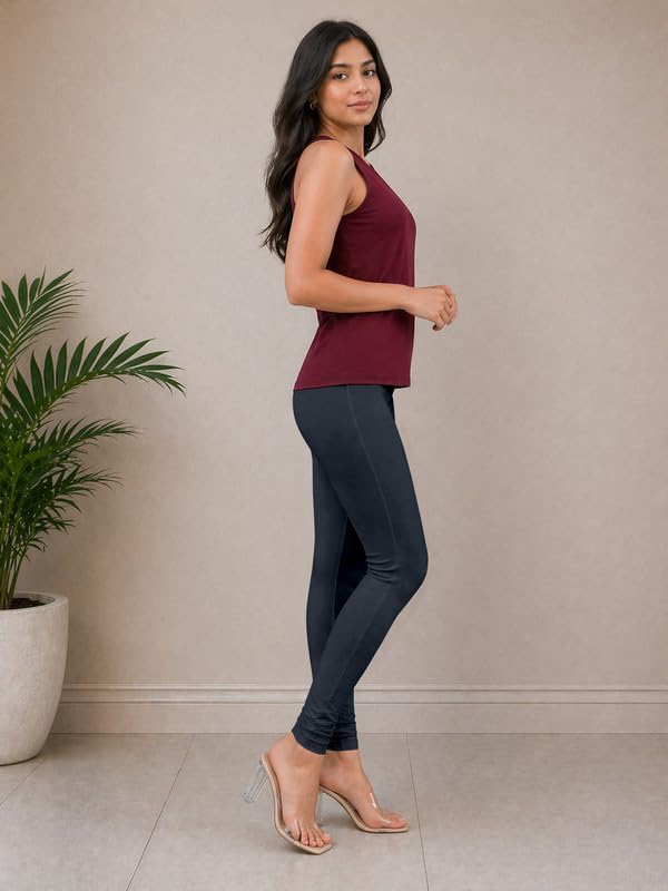 Image of TRENDMALLS Women's Microfiber Elastane Stretch Soft Churidar Length Leggings with Ultrasoft Waistband