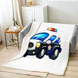Feelyou Boys Car Blanket Kids Cartoon Police Car Throw Blanket Super Soft Children Toddler Fleece Sherpa for Couch Bed Sofa Boy Cute Vehicle Plush Fuzzy BlanketBaby 30'x40'
