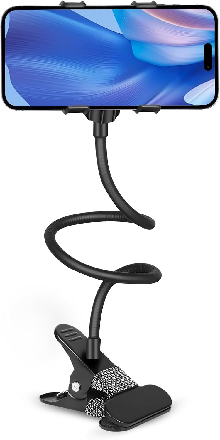 AWH Adjustable Long Arm Phone Holder – Flexible Clip-On Mount Stand for Bed, Desk & Table, Ideal for Hands-Free Streaming, Reading & Video Chats