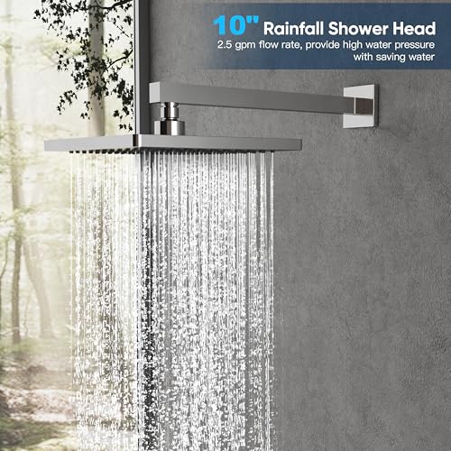 Image of Gabrylly Shower System, Shower Faucets Sets Complete for Bathroom with High Pressure 10 inch Rain Shower and Handheld Shower, 2 Way Shower Valve Kit, Chrome