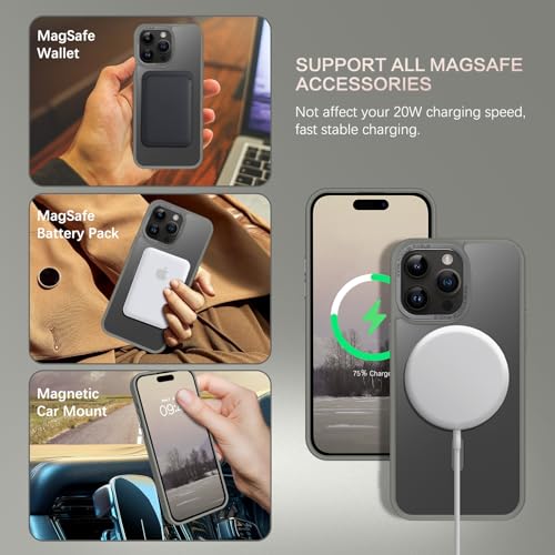 BENTOBEN Magnetic for iPhone 14 Pro Case [Compatible with Magsafe] Translucent Matte 14 Pro Phone Case Slim Thin Shockproof Women Men Girls Boys Protective Cover Cases for iPhone14 Pro 6.1" 2022, Gray by BENTOBEN - Image 2