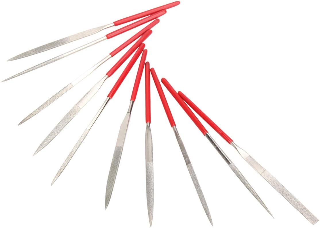 Queenbox 10Pcs Diamond Mini Needle File Set, Handy Tools for Ceramic Glass Gem Stone Hobbies and Crafts Portable Hand Tools
