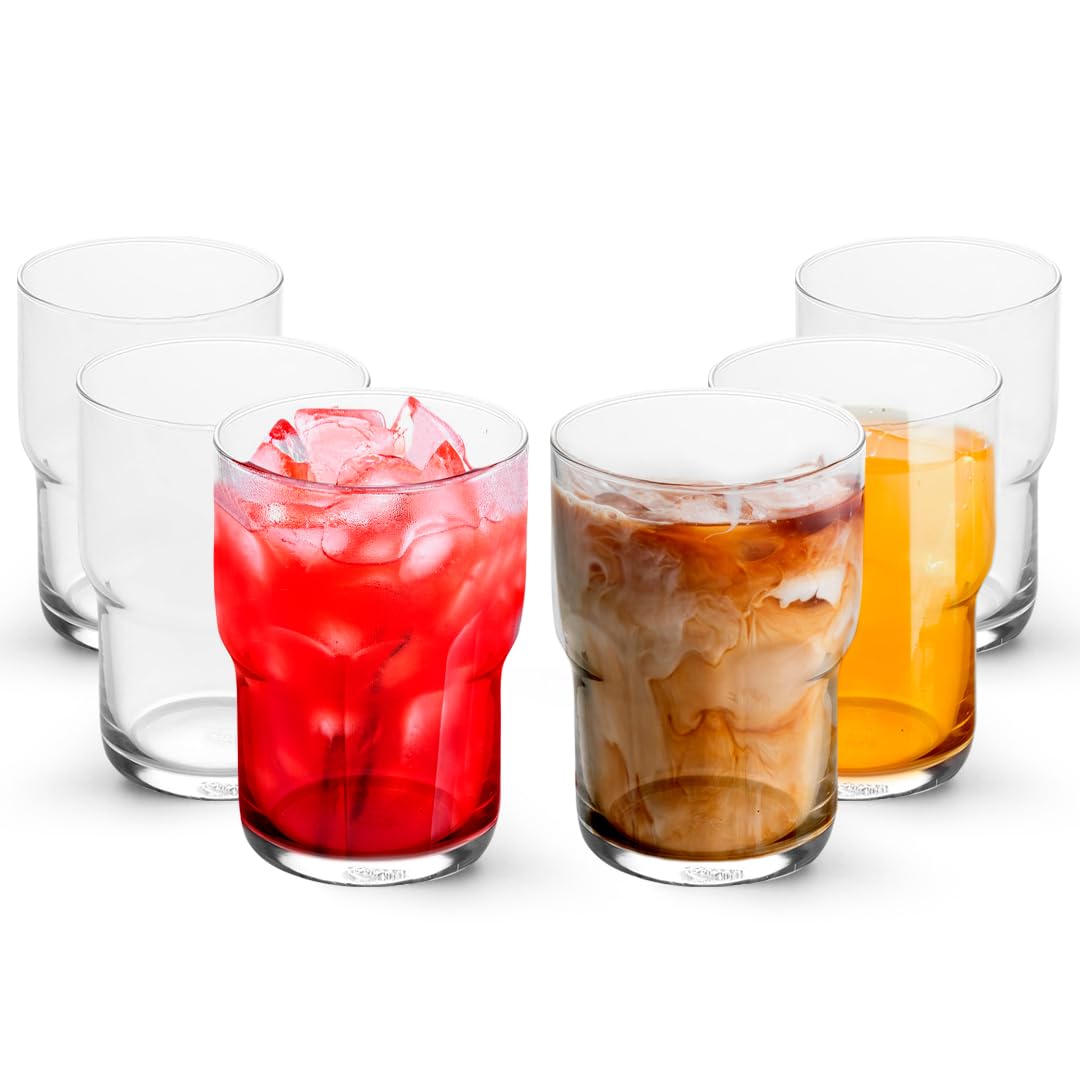 LEMONSODA Stackable Iced Coffee Glasses Set of 6 48-15 and 21oz Drinking Glasses for Lattes Tea Coffee and