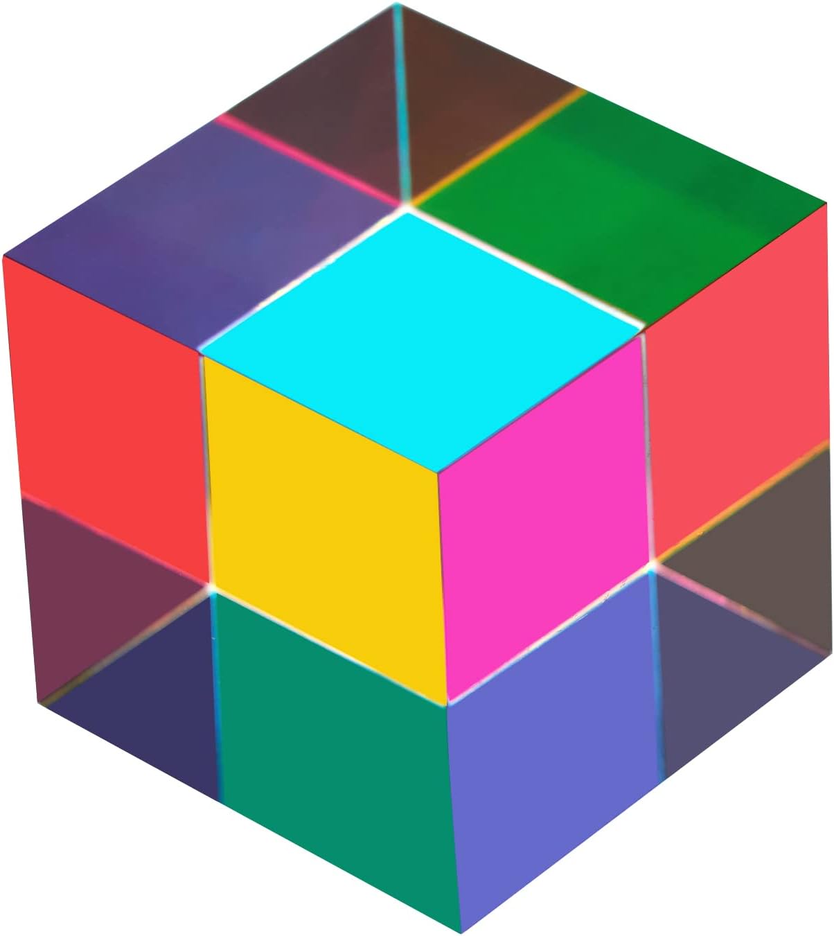 CMY Mixing Colour Cube, 60mm (2.36 inch) Acrylic Color Prism Cube, CMYcube for Home or Office décor, STEM/STEAM Desktop Physics Toys, Science Learning Educational Gift for Kids
