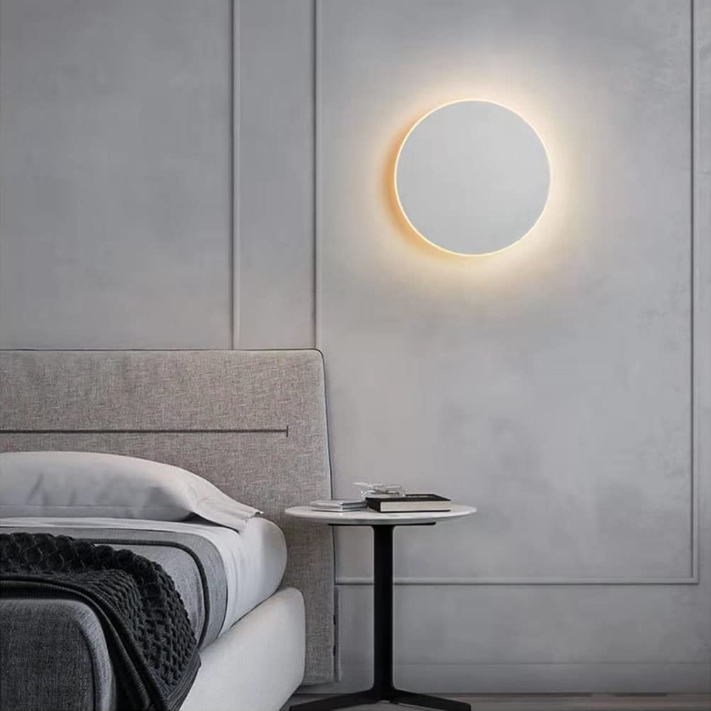 LED White Rund Wandleuchte Innen mit Touch Schalter 12W Modern Wandlampe Verstellbar 3 Farbtemperatur Nachttischlampen Schlafzimmerlampe Treppe Flur Wandleuchtung für Wohnzimmer Hotel Kinderzimmer